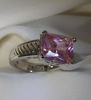 Eleganter Ring mit rosa Zirkonia, 925 versilbert, Gr.7