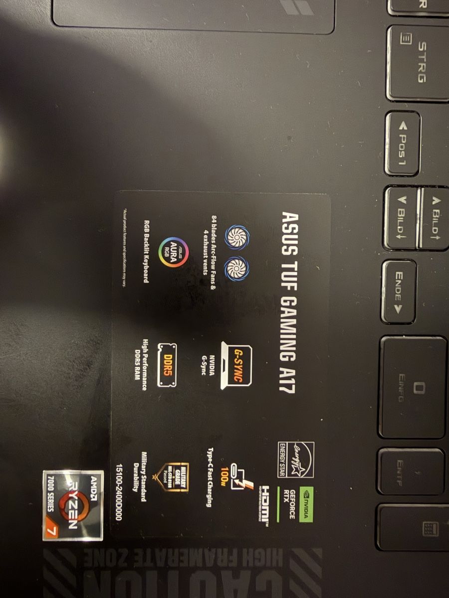 Asus Notebooks: ASUS TUF GAMING A17 – Neu (gemäss Beschreibung) aus Urtenen-Schönbühl von AMTGNS 1