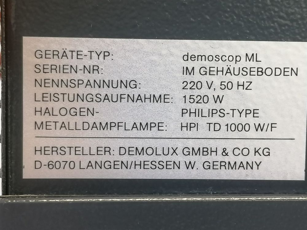 Accessori da laboratorio: Demoscop ML - Buch / Bild Projektor! – Usato da Niederdorf venduto da LeptonAG_Labor 5