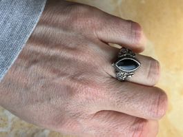 Silberring Onyx (n Gr. 55 ) Floral