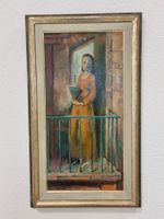 Gemälde "Dame am Balkon", handsigniert