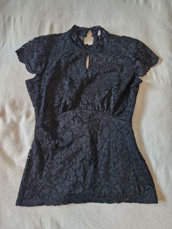 Spitzen-T-Shirt schwarz Grösse M von Morgan