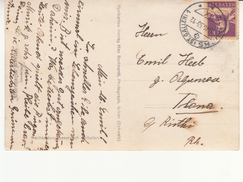 Ansichtskarten: Gamserberg Eichlitten 1933 – Gebraucht aus Bürglen TG von StampGraf 1
