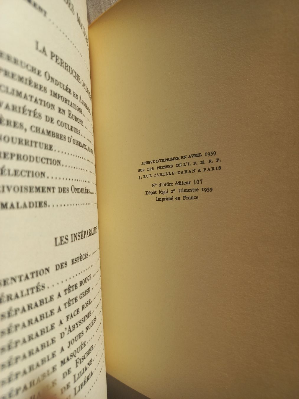 Libri: La perruche ondulée et les inséparables 1959. . – Usato da Dompierre FR venduto da fat_xth5 3