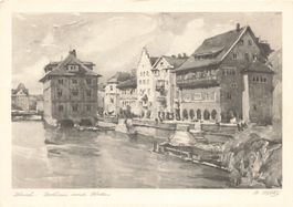 Zürich (ZH) – Rathaus und Häuser an der Limmat g
