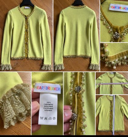 Edler Kaschmir-Cardigan mit Spitze und Perlen