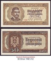 50 Dinar 1942 WW2 UNZ