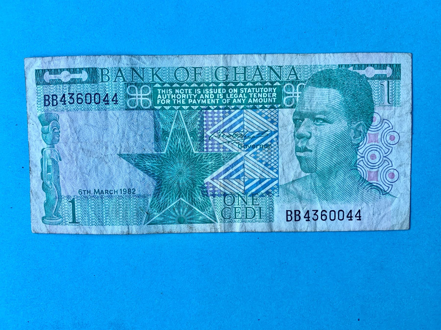 Banknoten: GHANA - One Cedi 6th March 1982 – Gebraucht aus Le Lignon von Trikles