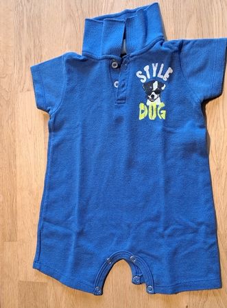 Baby Overall in blau mit Hunde Motiv, Grösse 74