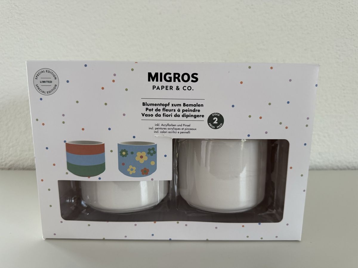 Migros Vasi per fiori: Blumentopf zum bemalen – Nuovo e nell'imballaggio originale da Kloten venduto da ble_78dj