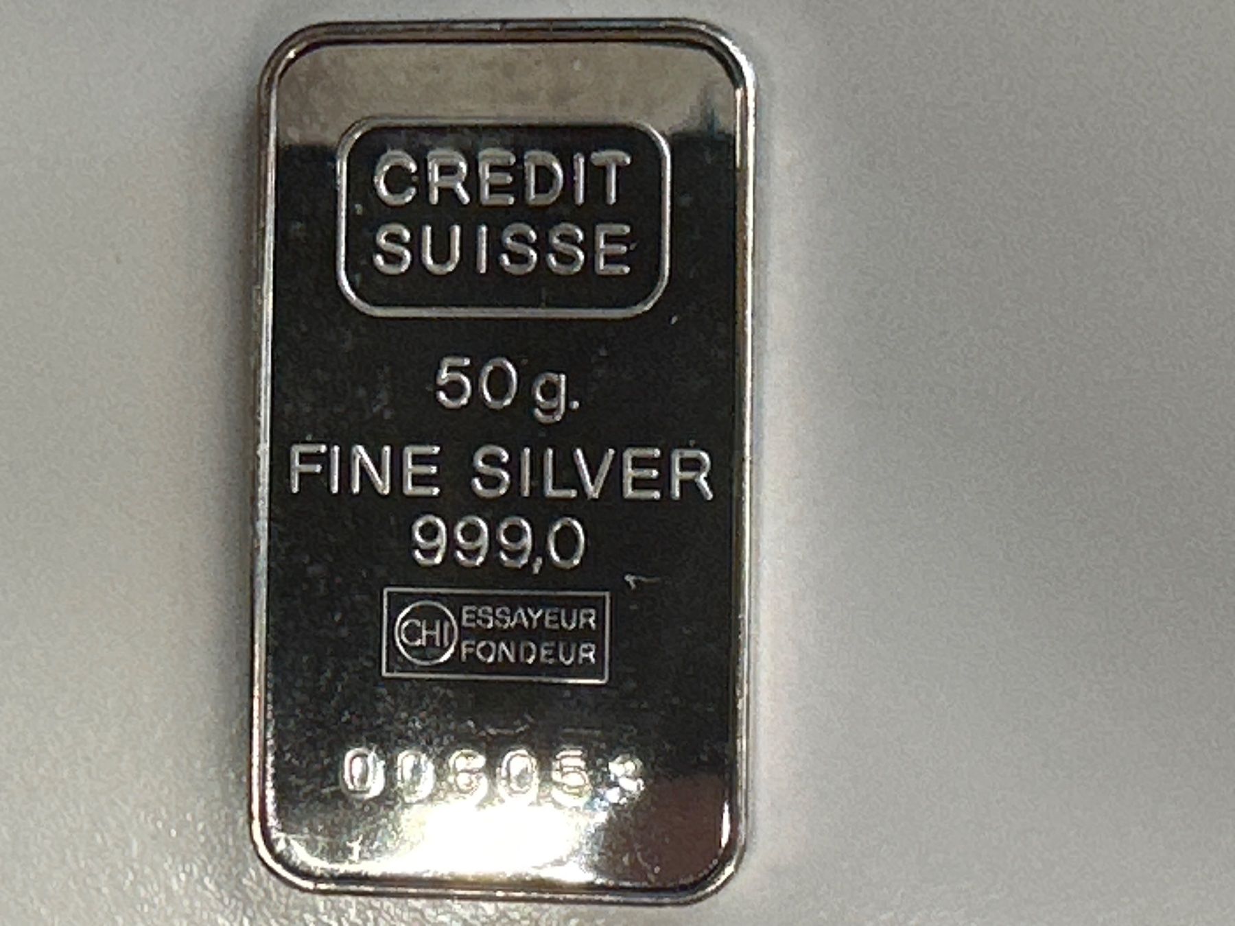 Metalli preziosi: 50g Silberbarren Credit Suisse – Nuovo (secondo la descrizione) da Herisau venduto da herau