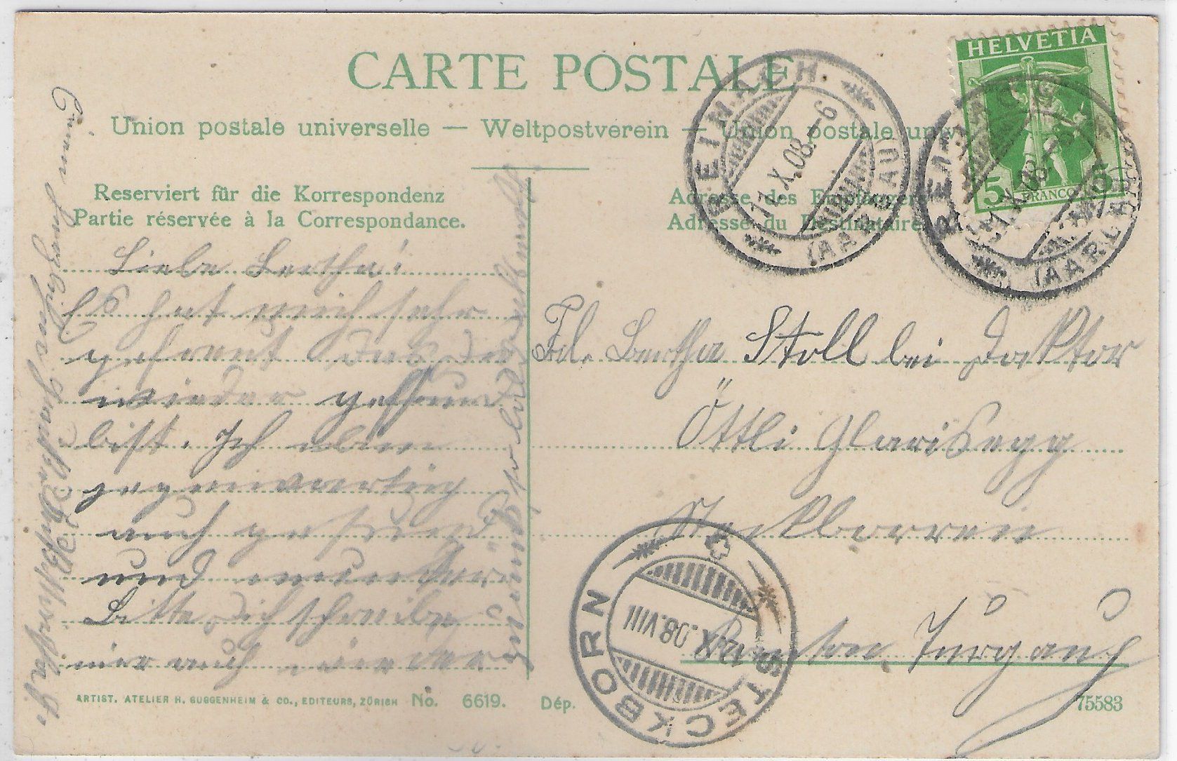 Ansichtskarten: Reinach AG - Unterdorf - Litho – Gebraucht aus Ettingen von Kartenplanet 1