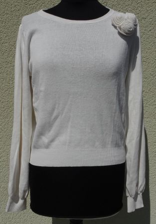 Pullover weiss/creme Pauline Gr. M Seide Blumen