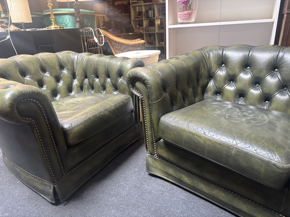 Divani: 2 Chesterfeld Sessel Gruen Leder gebraucht – Usato da Dietikon venduto da arj_lrs8 3