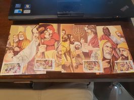 Cartes illustrées et timbres bibliques - Collection rare!