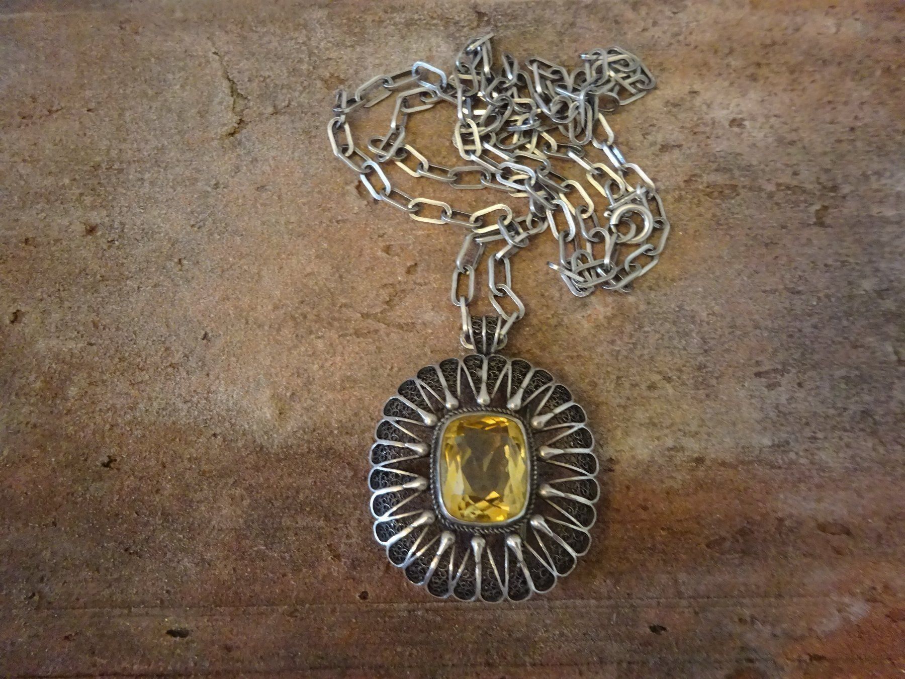Catenine: Kette Madeira-Citrin / 800 Silber – Usato da Esslingen venduto da FetteSchnecke 2