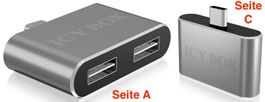 ICY BOX IB-HUB1201-C USB-Hub 2Ports USB-2.0 Typ/C-zu-Typ/A