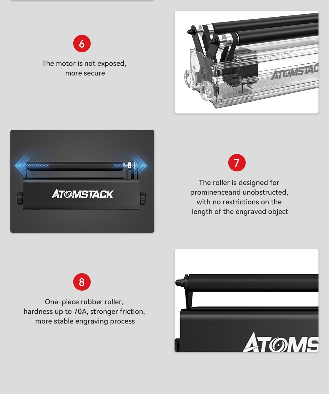 Tutte le macchine: ATOMSTACK R3 Pro Laser-Rotationswalzen-Set mit Stützsäule – Nuovo e nell'imballaggio originale da Malans GR venduto da BUYBEST-Schweiz 3