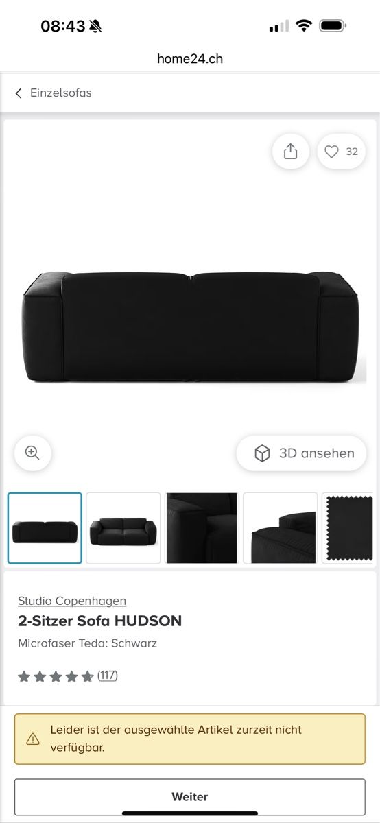 Sofas: 2-Sitzer Sofa Studio Copenhagen Microfaser Schwarz – Gebraucht aus Madetswil von VLZH 3