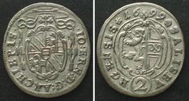 SALZBURG Halbbatzen 1699 JOHANN ERNST v THUN u HOHENSTEIN vz