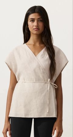 Wickelbluse Oysho Leinen beige/stone Grösse S