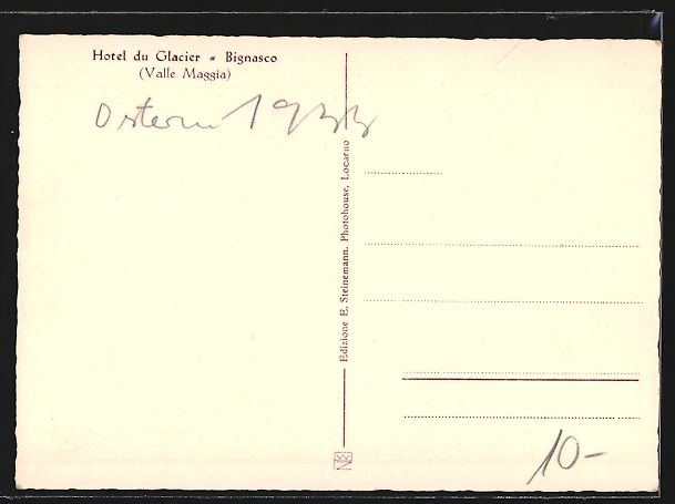 Ansichtskarten: Bignasco /Valle Maggia, Hotel du Glacier – Gebraucht aus Berlin von bartko-reher 1