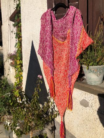 exklusiver Schal Strickschal grelle Töne XL Tuch Einzelstück