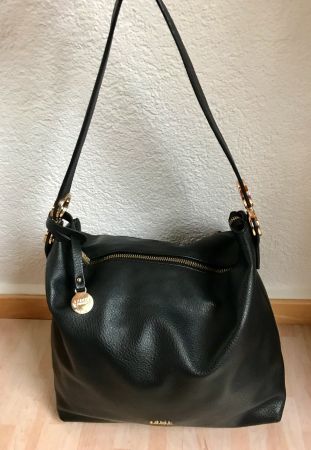 L.Credi Handtasche / bag, vegan, schwarzes Kunstleder