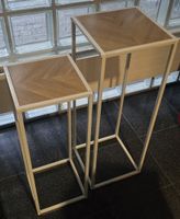 Beistelltische Set 2 Stk. Holz Metall beige