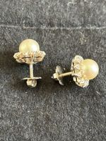 Ohrstecker 18 Karat Weissgold mit Salzwasserperle und Diaman
