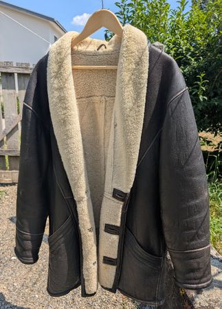 Lammfellmantel, Leder, für grosse Herren