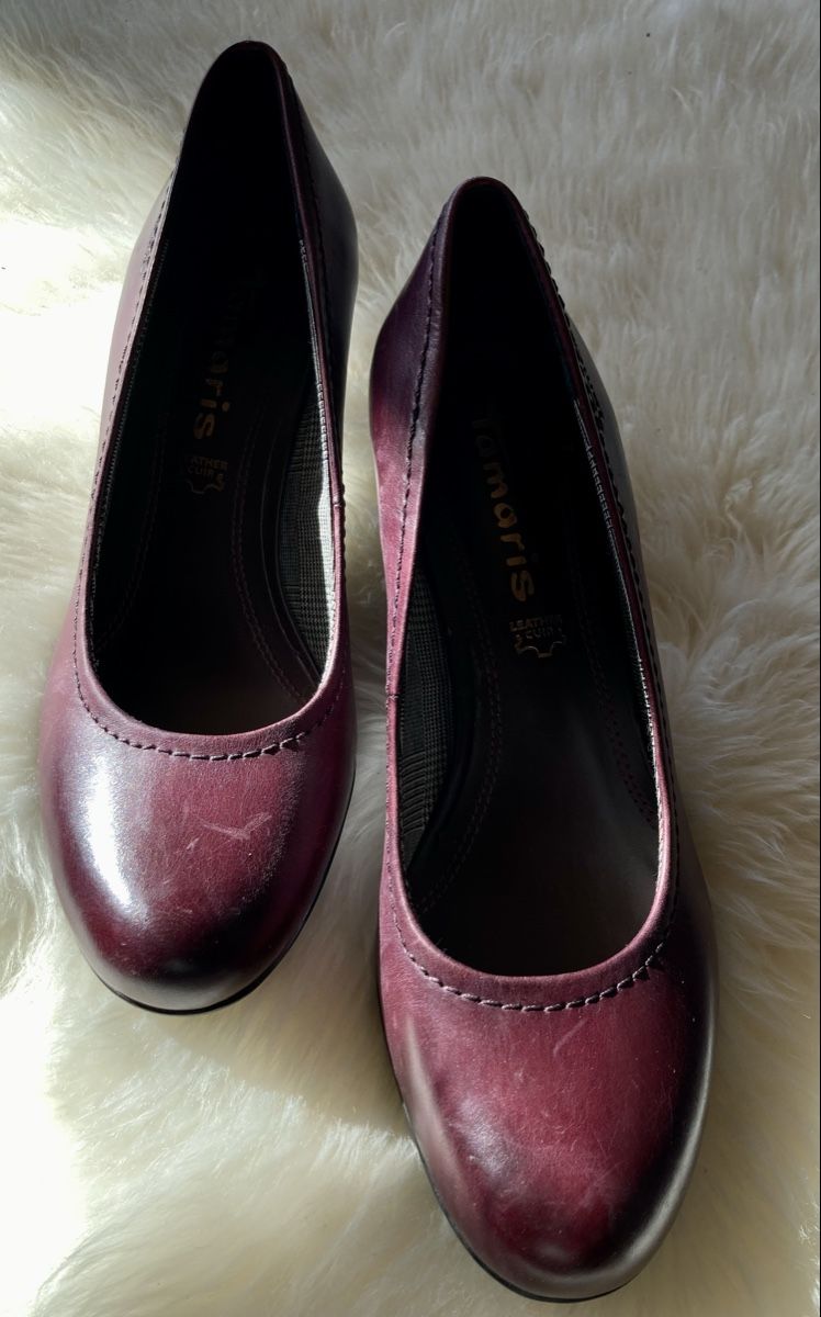 Tamaris Damenschuhe: Tamaris Echtleder Pumps, Gr. 37, Weinrot – Gebraucht aus Vinelz von Viewfinder84 6