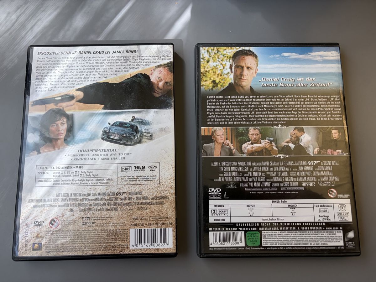 Tutti i DVDs: James Bond 007 DVD : Ein Quantum Trost & Casino Royale – Usato da Bern venduto da dalmaxxi 1