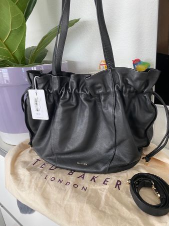 TED BAKER Miemi Slouchy Drawstring Shopper Leder Black NEU