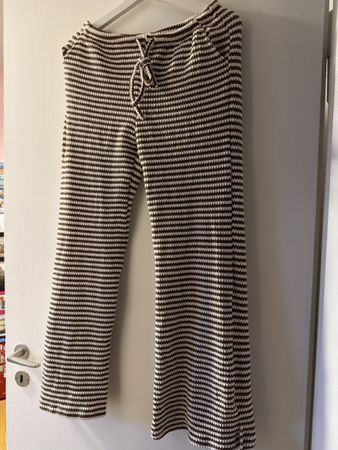 Damen Hose gestreift braun weiss