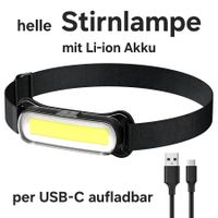 helle LED Stirnlampe / per USB-C aufladbar / mit Li-ion Akku
