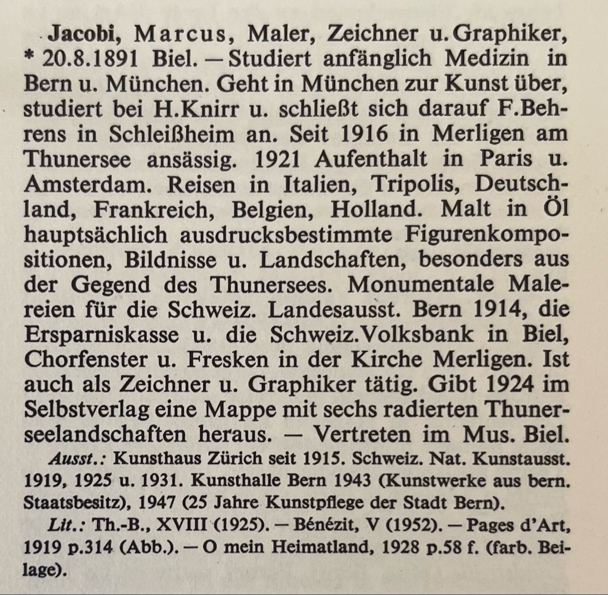 Dipinti: Markus Jacobi (1891-1969) – Usato da Grosshöchstetten venduto da Perle1951 4