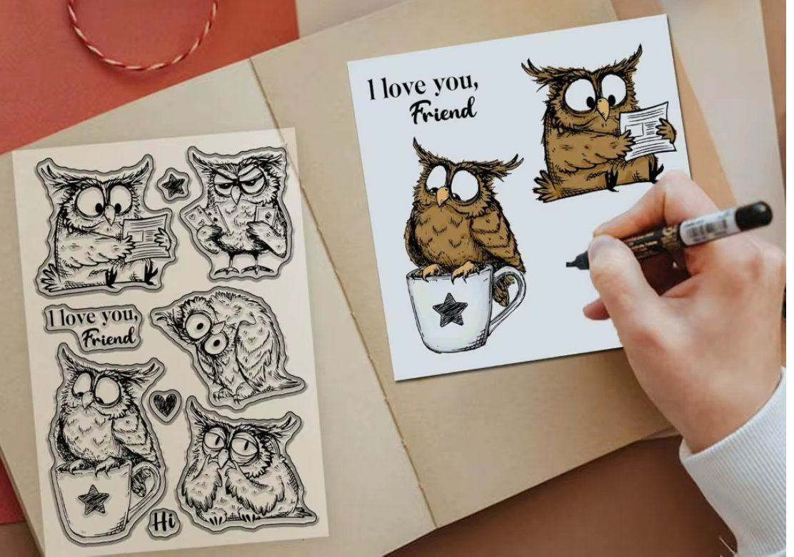 Timbri: Neues Set  Motivstempel  Eulen  11x16 cm – Nuovo e nell'imballaggio originale da Effretikon venduto da wenuss 2
