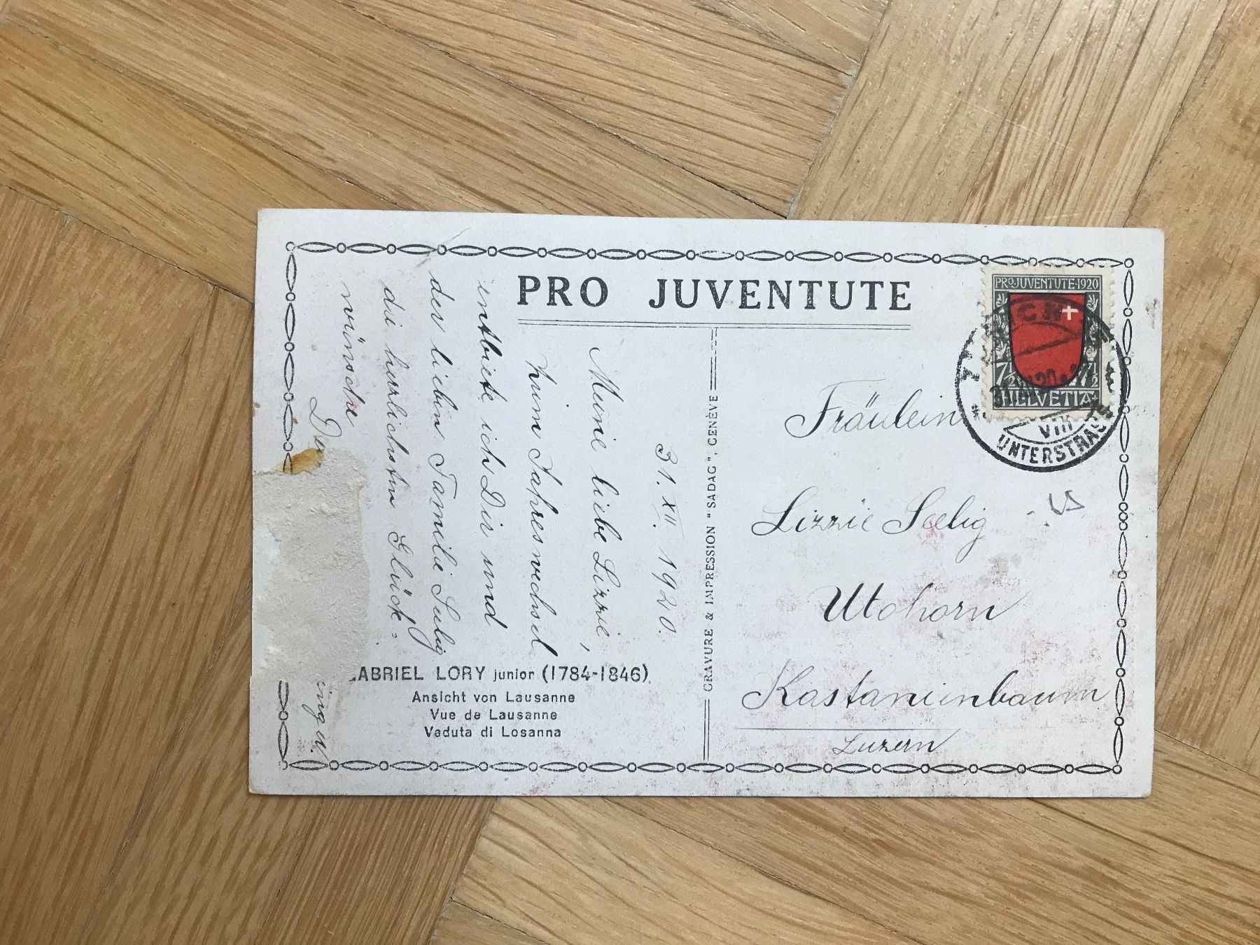 Tutti i francobolli: 1920, Pro Juventute Postkarte mit J15 – Usato da stäfa venduto da brandy66
