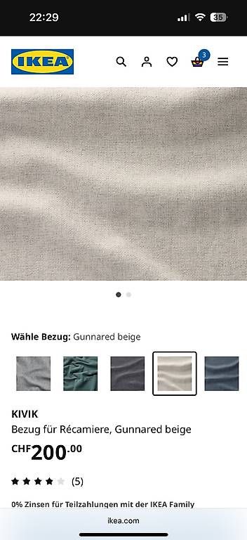 Tessuti: Récamiere Kivik BEZUG beige – Usato da Winterthur venduto da fab_9jp2 1