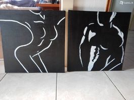 BLOCCO DI 2 DIPINTO MODERNI