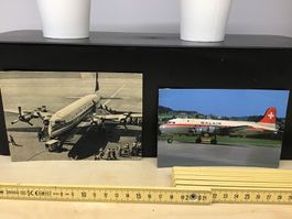 2 Vintage Postkarten Swissair Balair Flugzeuge Flieger DC...
