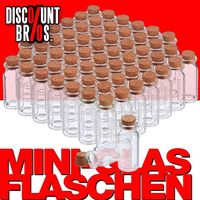Mini GLASFLASCHEN Glasfläschchen Flasche mit KORKEN 60er-Set