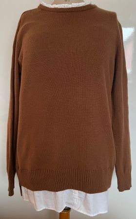 Brauner Herbst-Pullover mit Kragen - XL - Top!