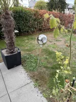 Gartenkugel Edelstahl mit Stab zur Dekoration gebraucht