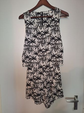 Mango Jumpsuit Gr. S Palmenmuster schwarz/weiss