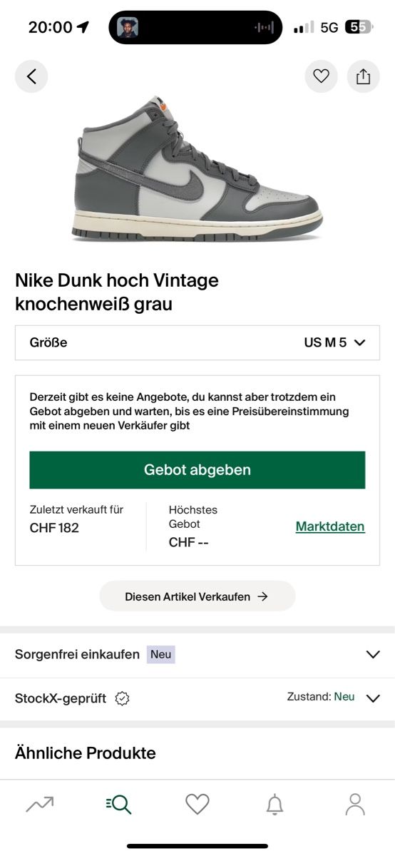 Scarpe da uomo: Nike Dunk High Vintage Knochenweiss Grau US 5 – Nuovo e nell'imballaggio originale da St. Gallen venduto da Fabiennevogler 3