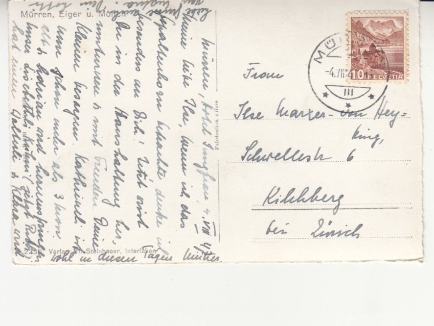 Cartoline postali: Mürren 1947 – Usato da Bürglen TG venduto da StampGraf 1