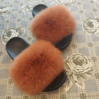 Flip-Flops aus natürlichem Fuchsfell, Größe 41 damen