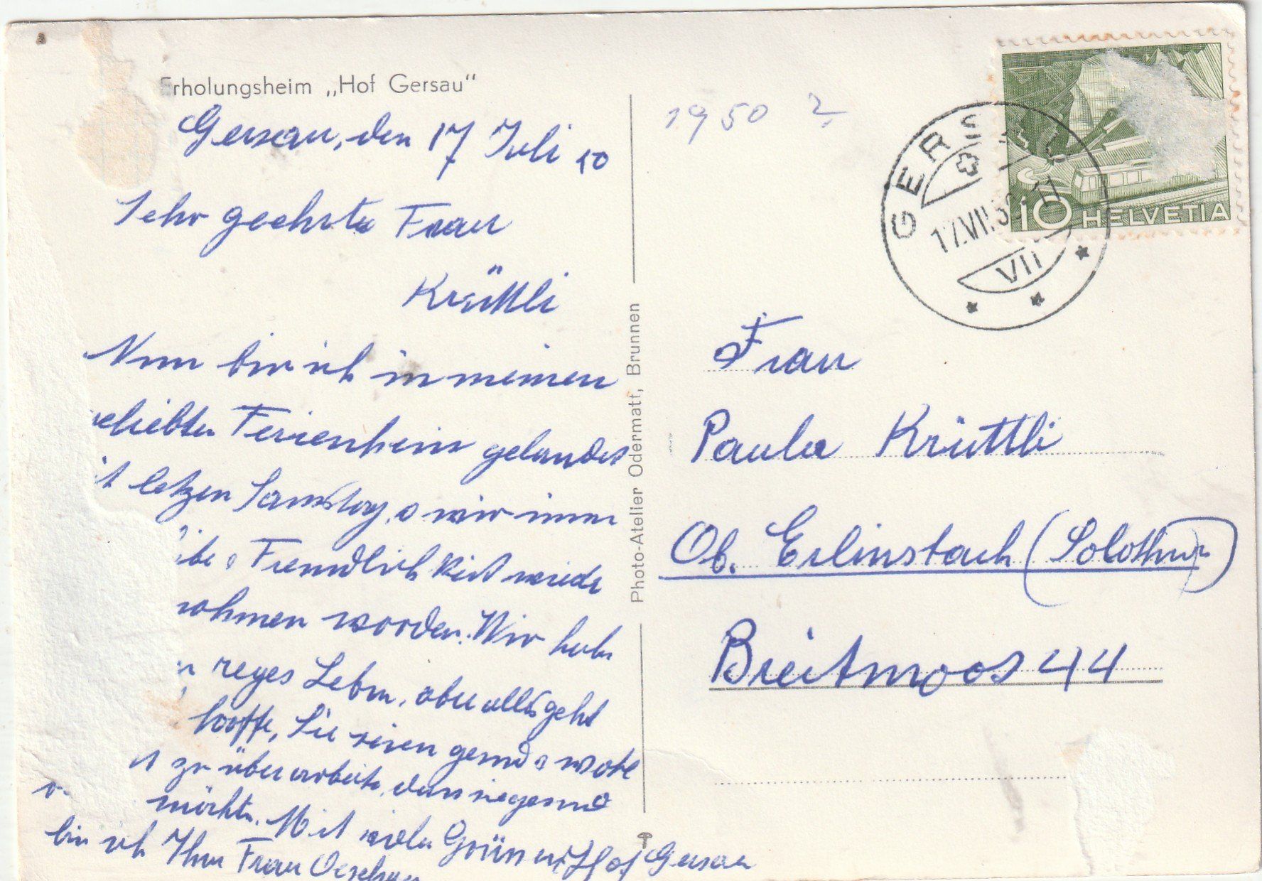 Cartoline postali: Erholungsheim Hof Gersau – Usato da Lumbrein venduto da made02 1